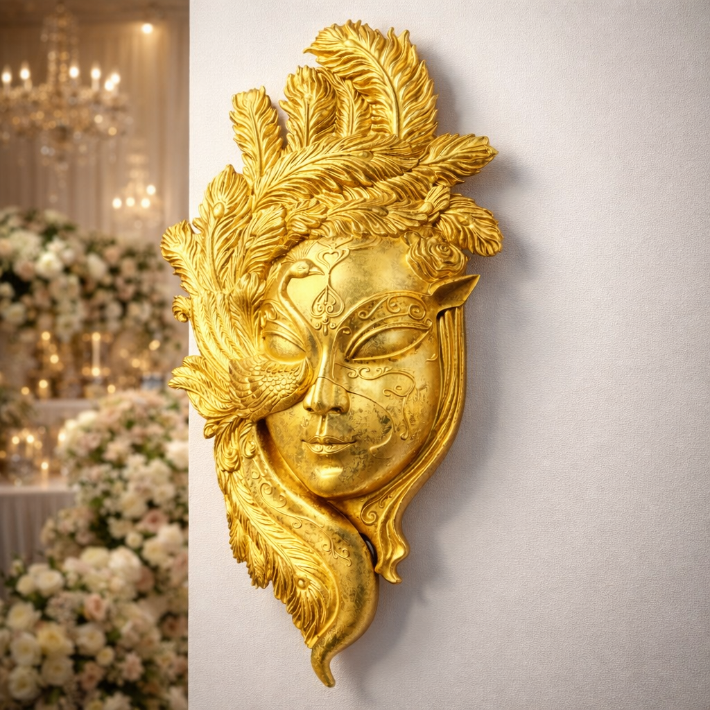Golden Swan Leaf Face Wall Art