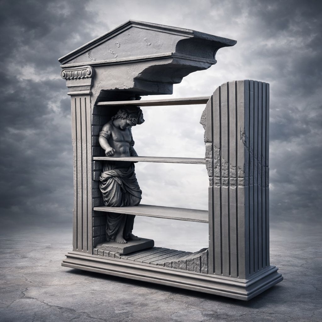 Vintage Roman Statue Bookshelf