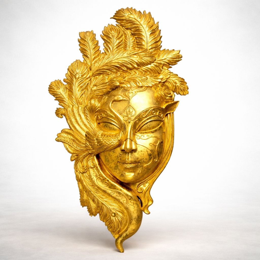 Golden Swan Leaf Face Wall Art