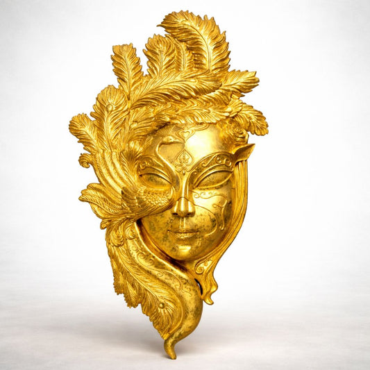 Golden Swan Leaf Face Wall Art