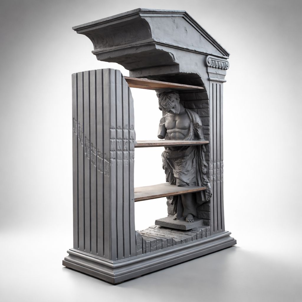 Vintage Roman Statue Bookshelf