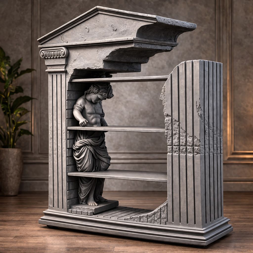 Vintage Roman Statue Bookshelf