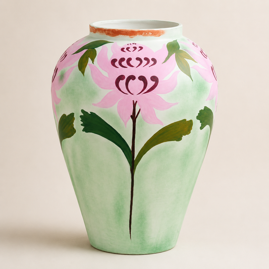 Hand-Painted Floral Decorative Ceramic Vase