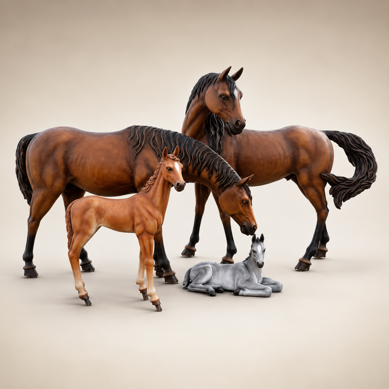 Horse Family Decorative Sculpture Set