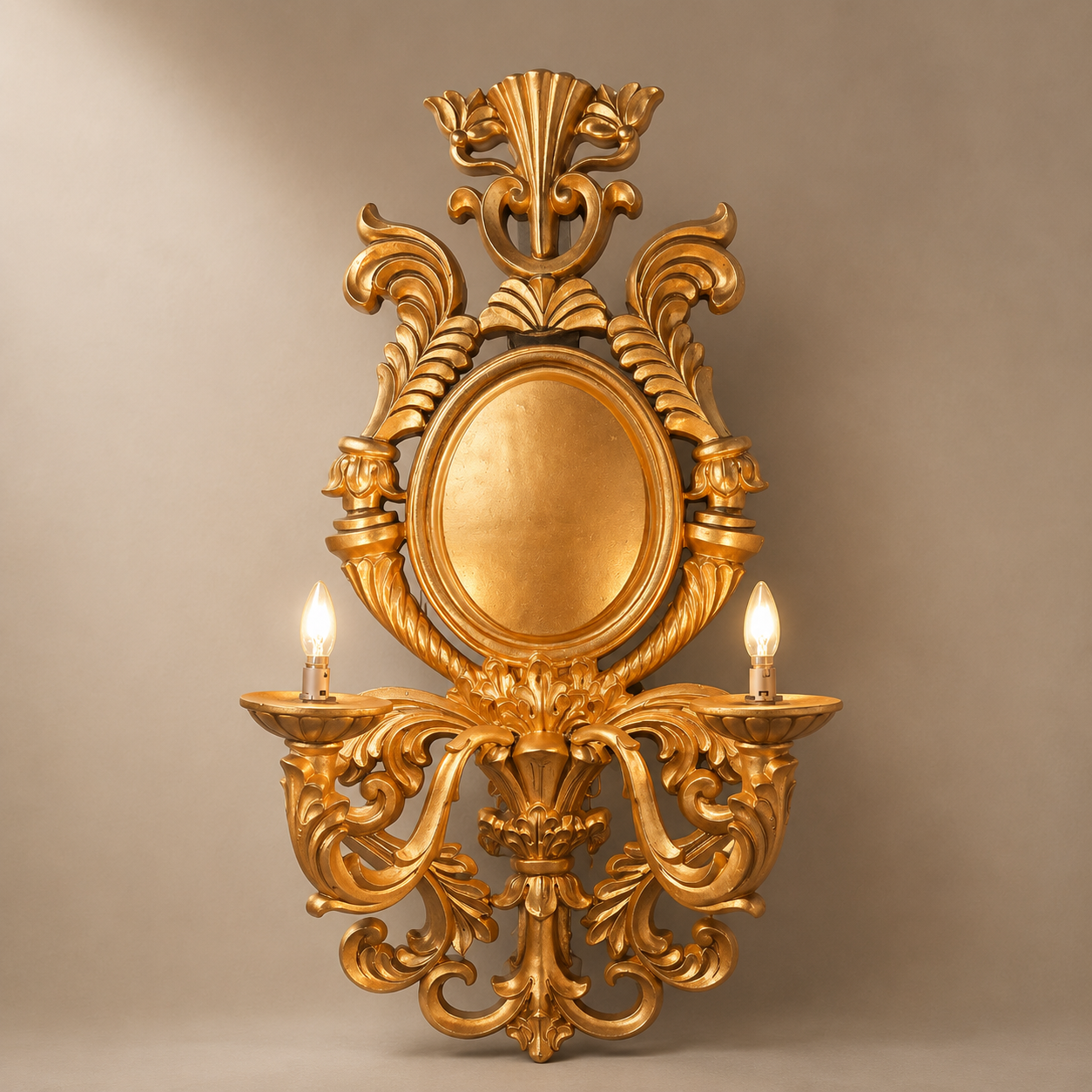 Ornate Dual-Arm Wall Sconce Frame