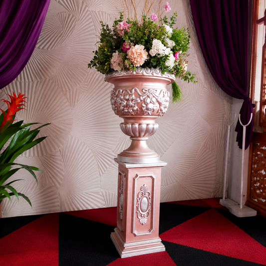 Premium Fiber Floral Urn Planter with Pedestal
