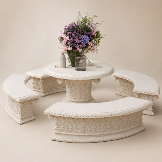Luxury Curved Bench & Center Table Set